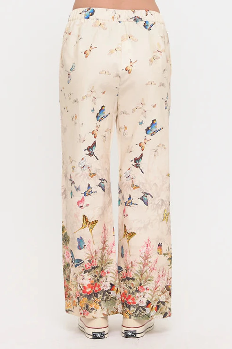BUTTERFLY FLORAL PRINT PANTS