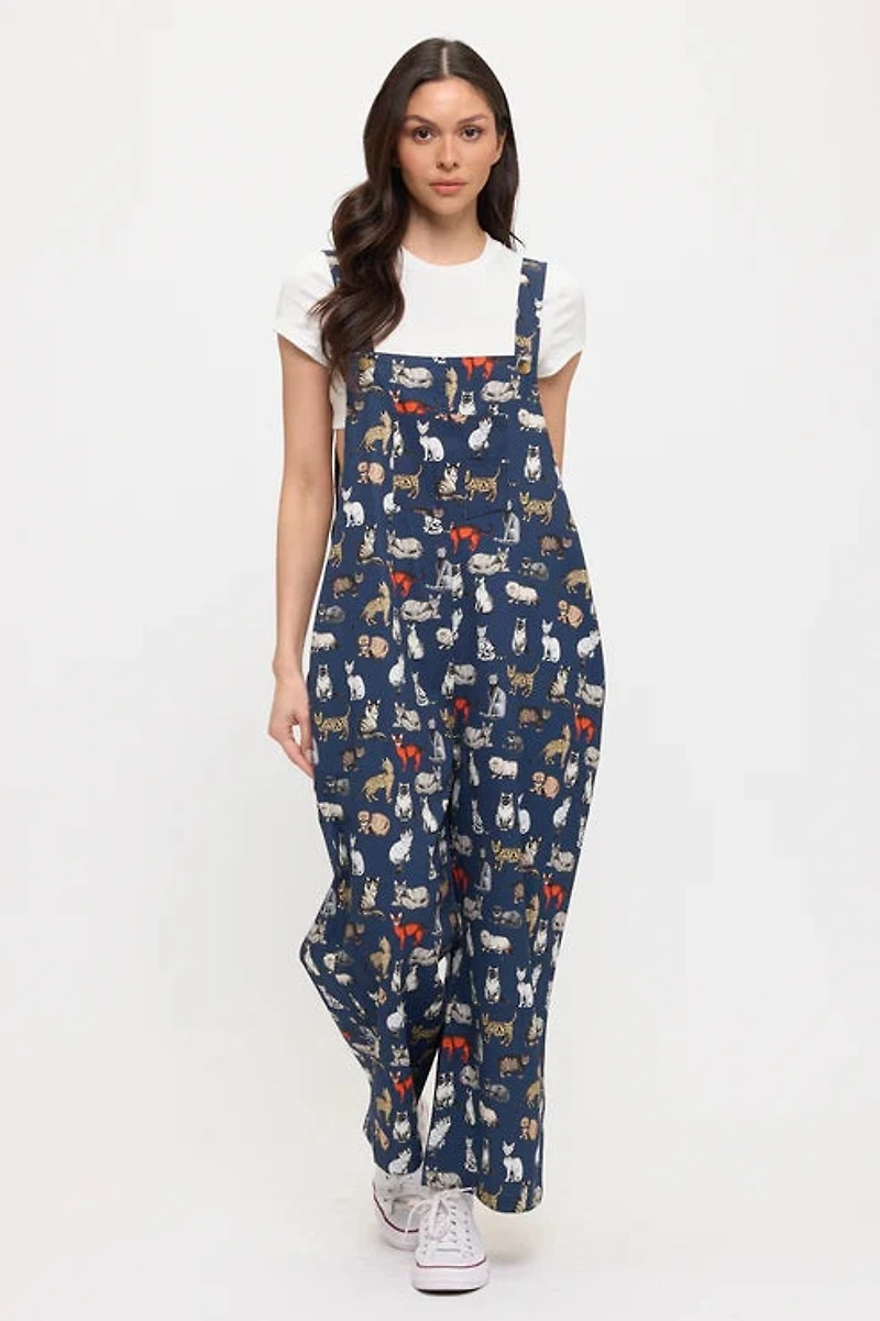 Multi Cat Print Overalls