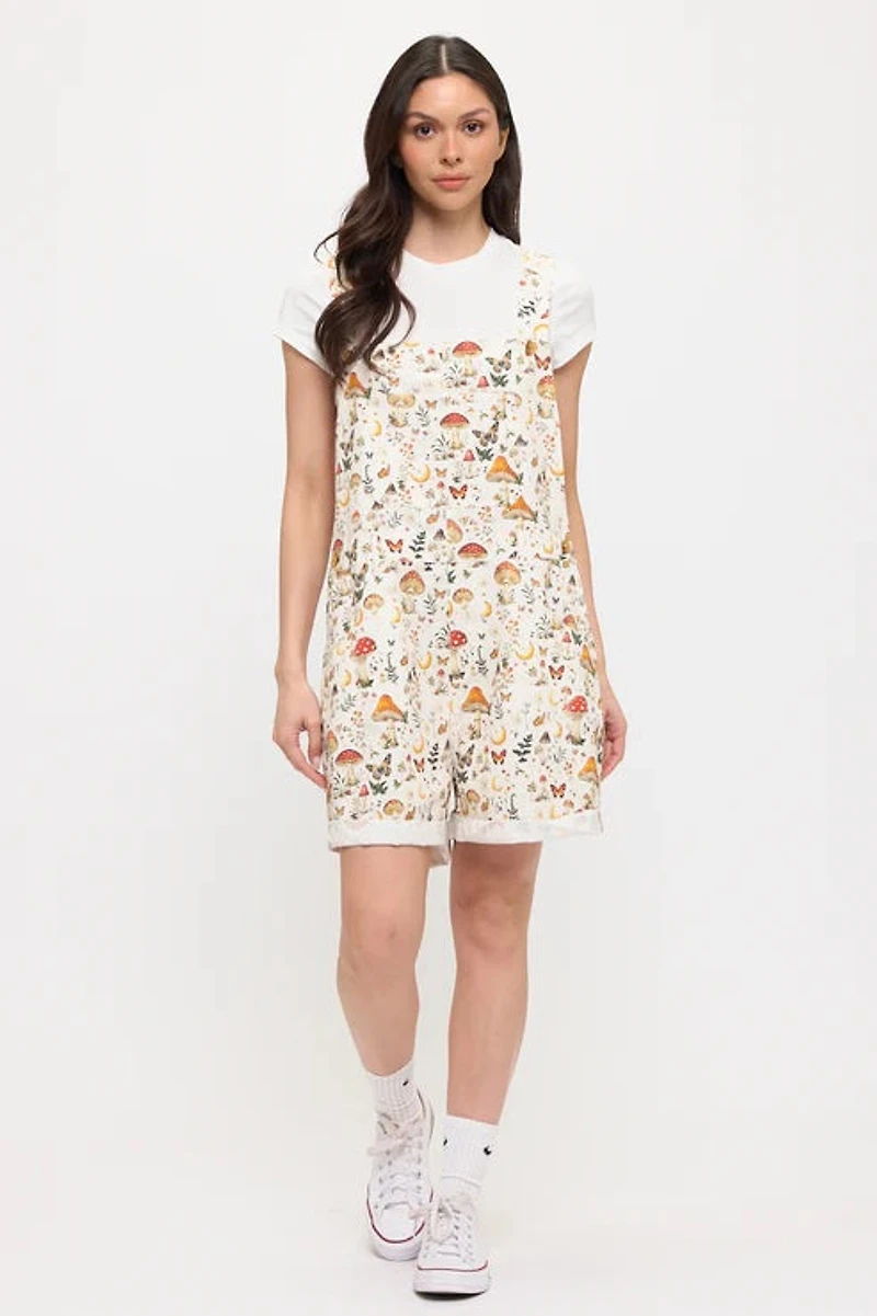 Lunar Mushroom Print Shortalls