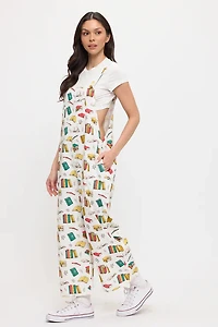 Floral Bookstore Print Overalls