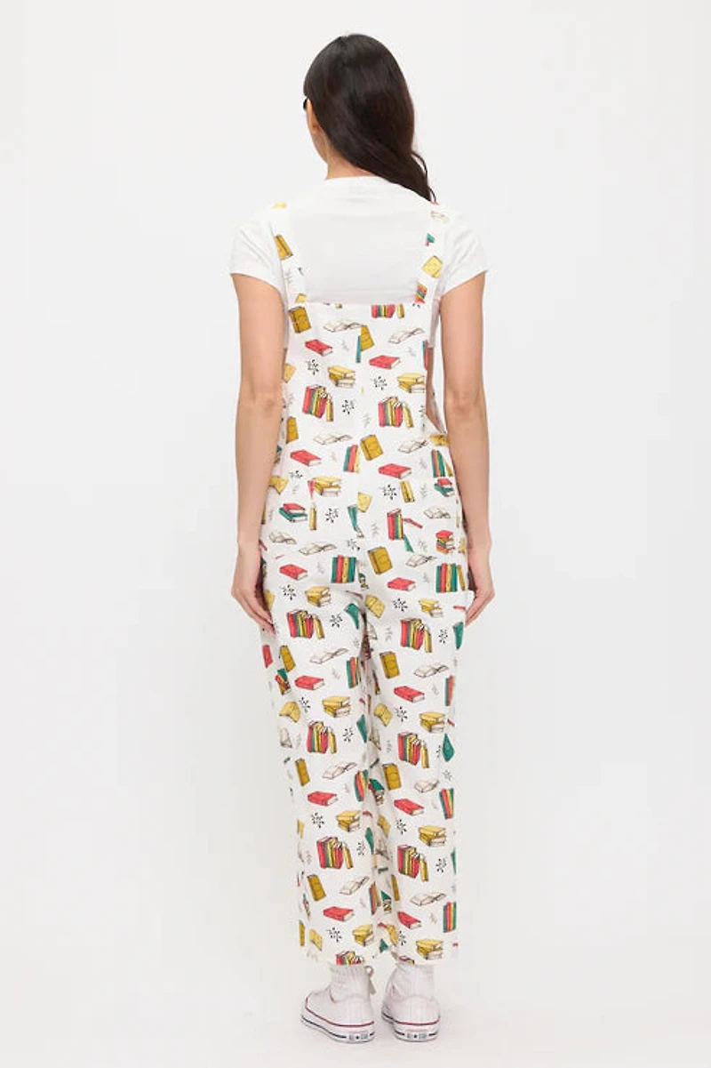 Floral Bookstore Print Overalls