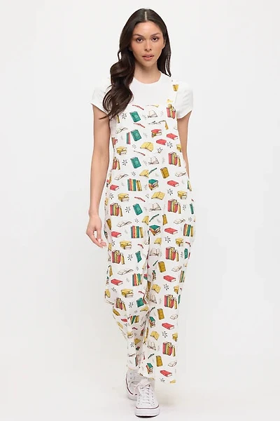Floral Bookstore Print Overalls