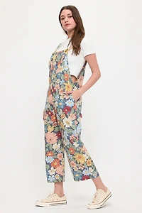 Retro Flowers Bouquet Print Overalls