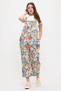 Retro Flowers Bouquet Print Overalls