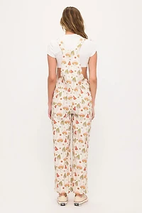 Retro Mushroom Garden Print Overalls