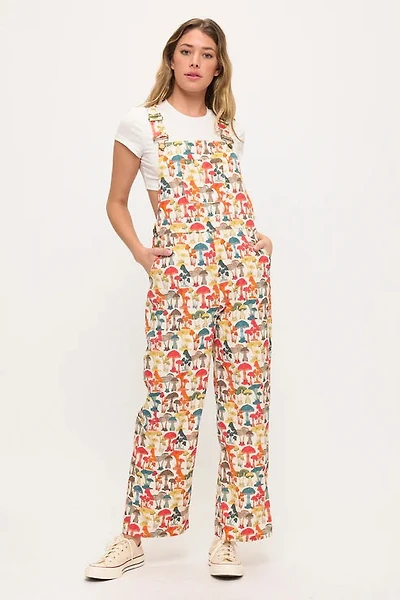 Colourful Mushroom Woods Print Overalls