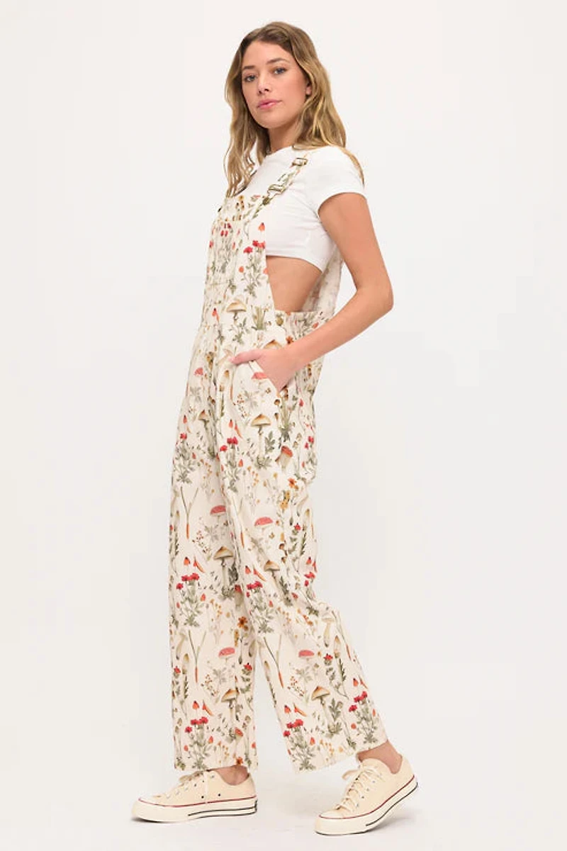 Mushroom Meadows Print Overalls