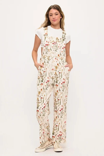 Mushroom Meadows Print Overalls