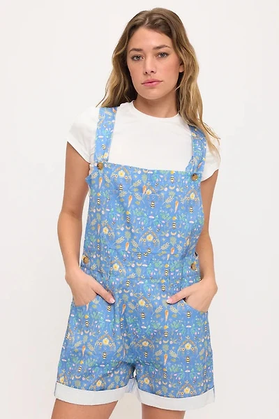Bee Garden Print Shortalls