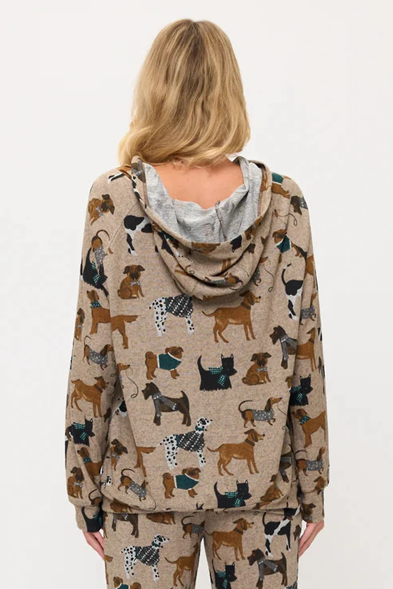 Holiday Dogs Tunic Print Hoodie