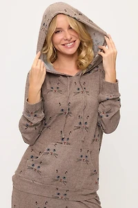 Cat Whiskers Print Tunic Hoodie