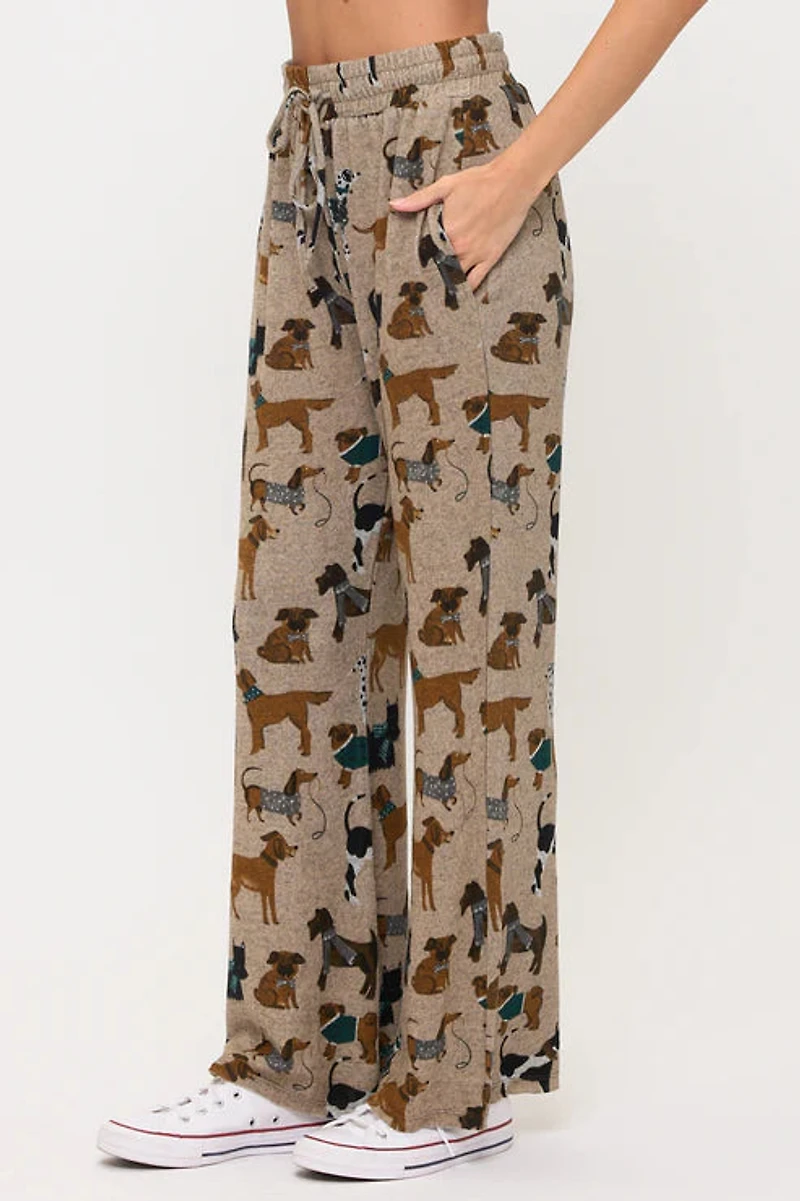 Holiday Dogs Print Tunic Pants
