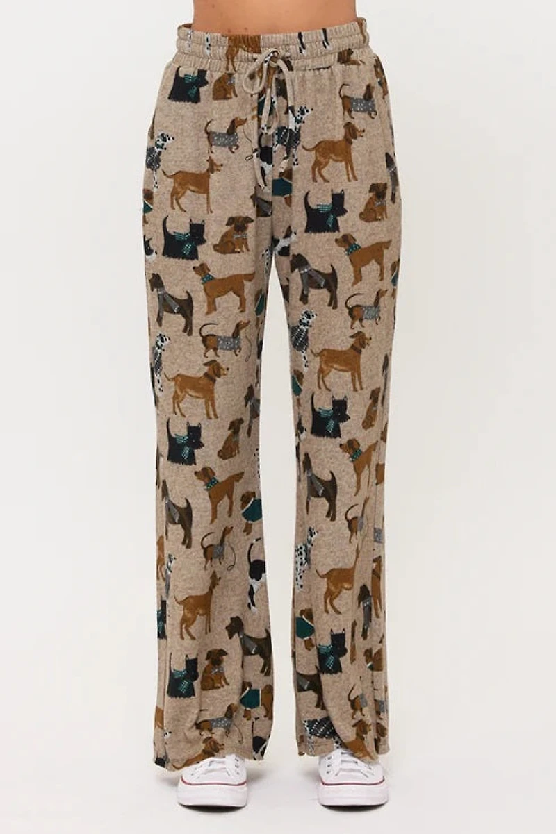 Holiday Dogs Print Tunic Pants