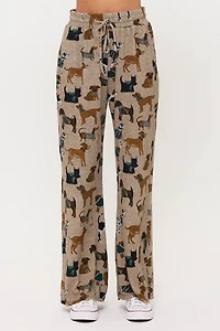 Holiday Dogs Print Tunic Pants