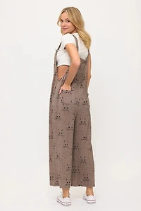 Cat Whiskers Print Overalls