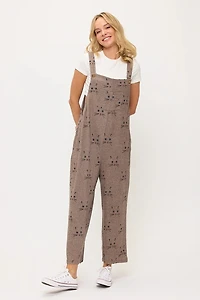 Cat Whiskers Print Overalls