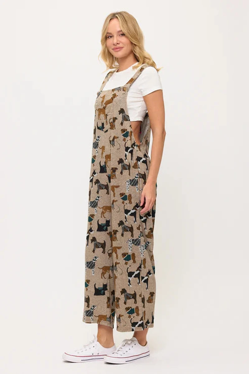 Holiday Dog Print Overalls