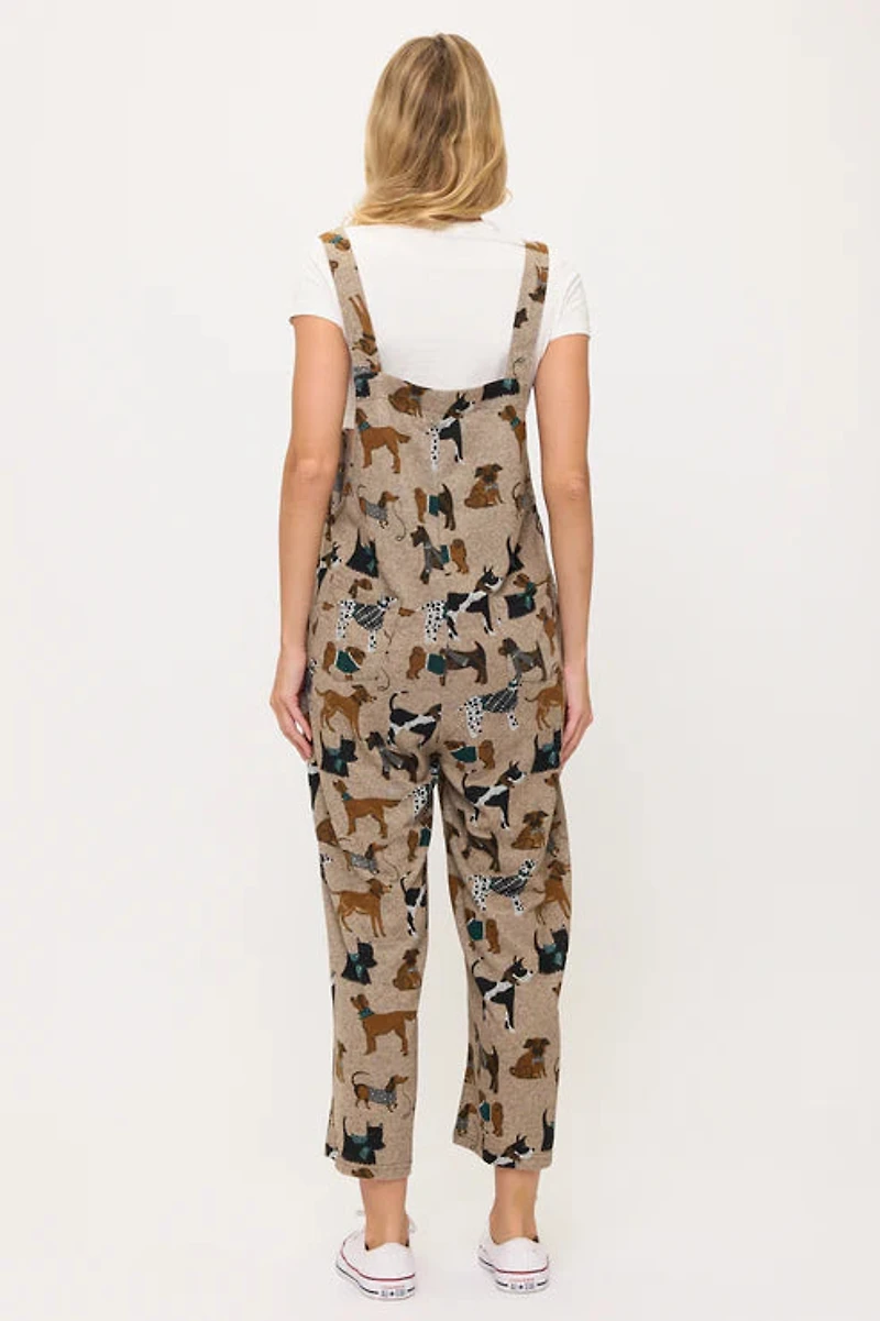 Holiday Dog Print Overalls