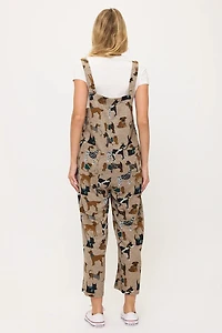 Holiday Dog Print Overalls