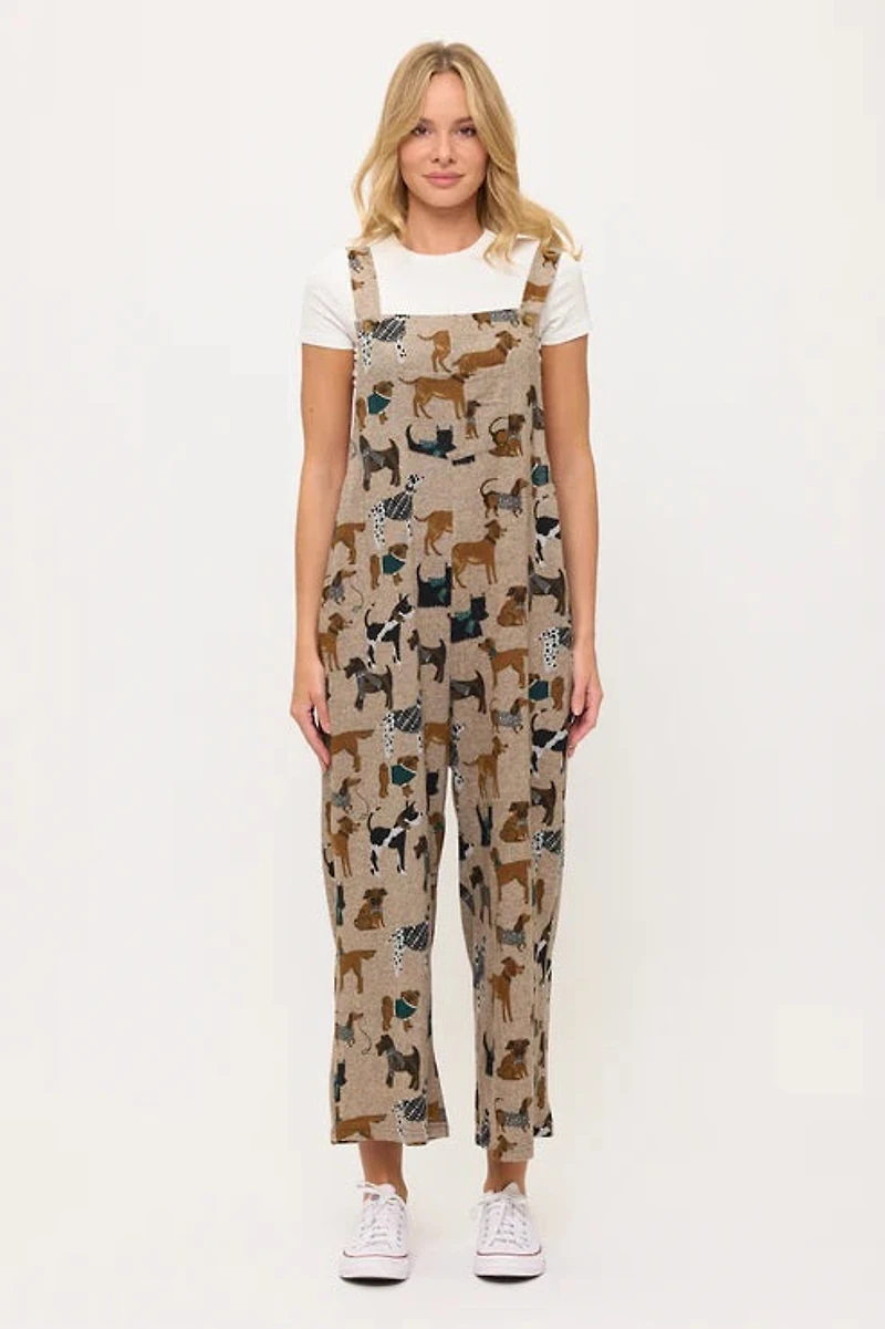 Holiday Dog Print Overalls