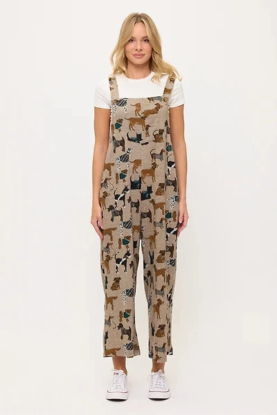 Holiday Dog Print Overalls