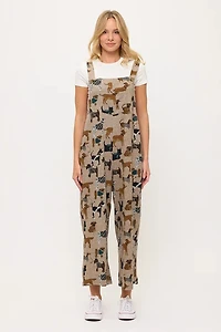 Holiday Dog Print Overalls