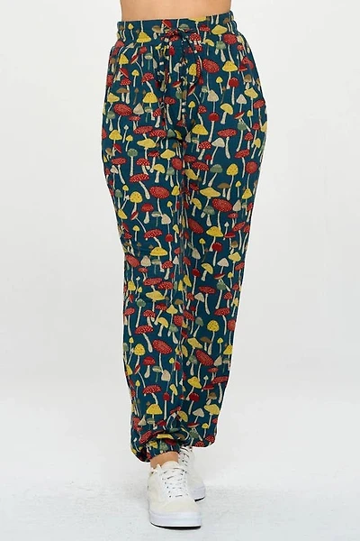 Vintage Mushroom Print Tunic Pants