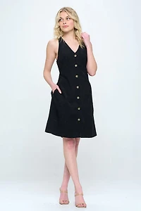 Black Corduroy Button Up Dress