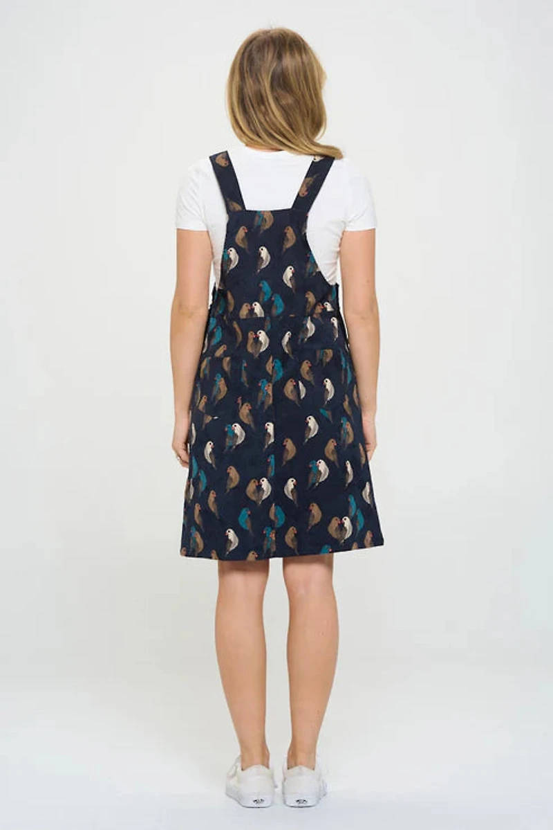 Parrot Print Corduroy Dress