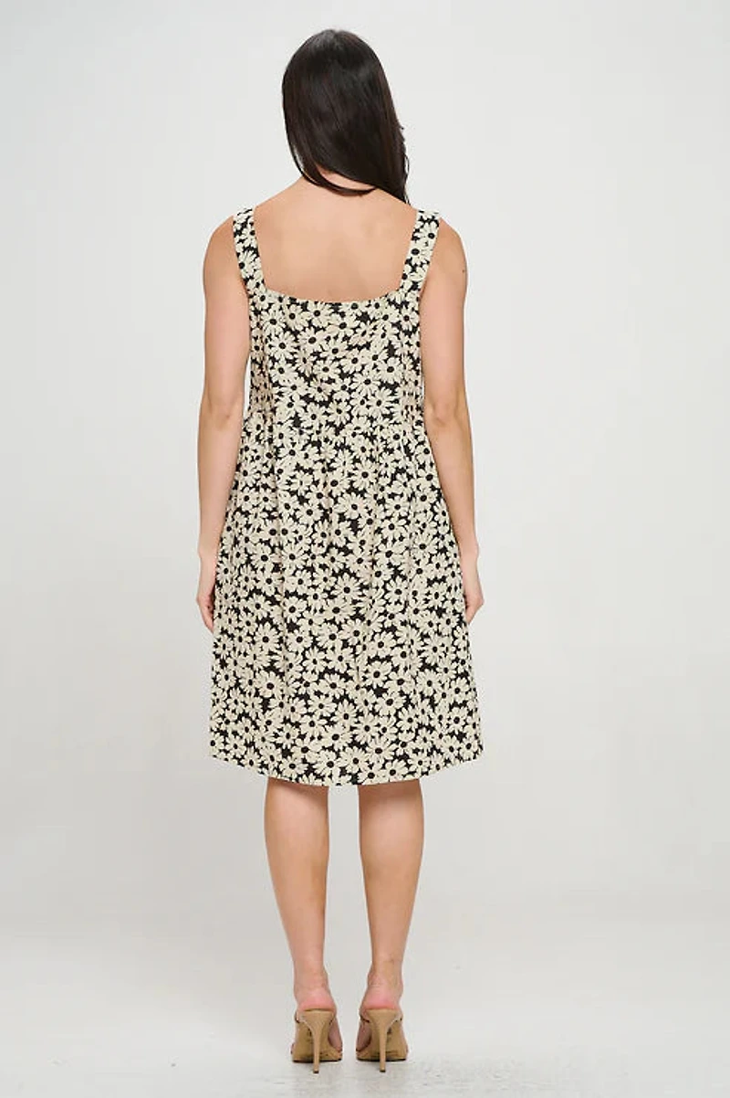Black & Whtie Daisy Print Dress