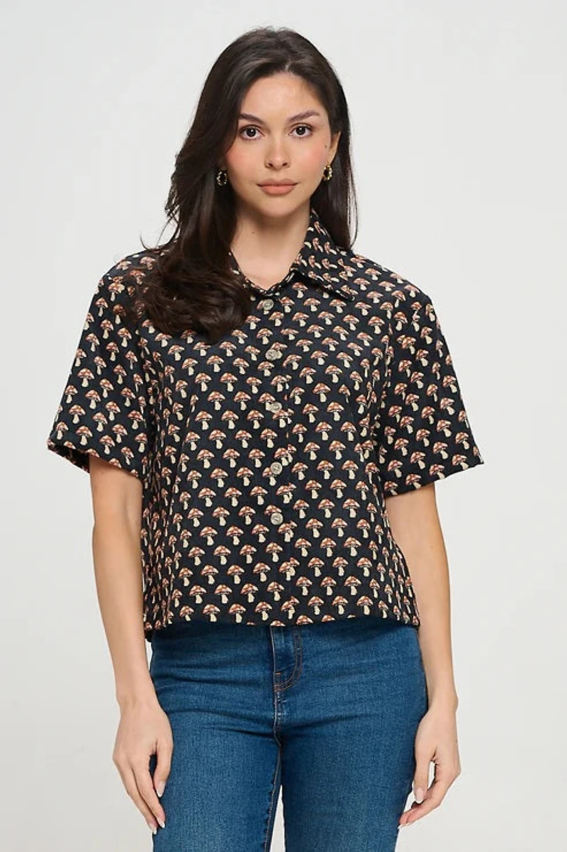 All Over Mushroom Print Shirt