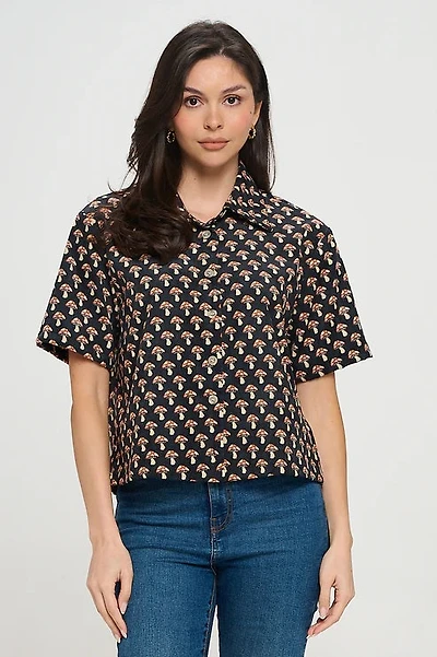 All Over Mushroom Print Shirt