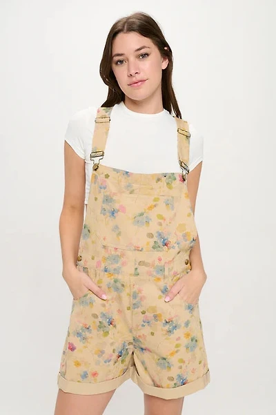 Vintage Watercolor Floral Shortalls