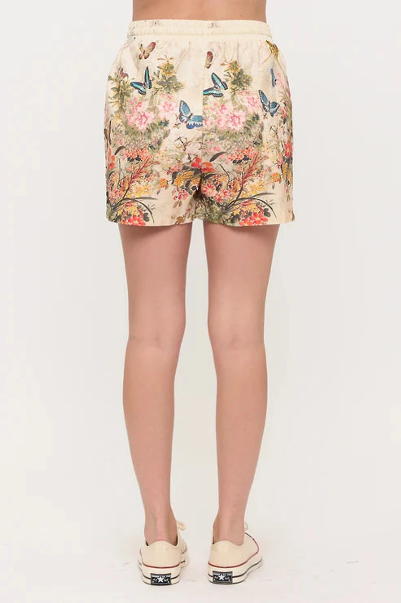 Butterfly Floral Print Shorts