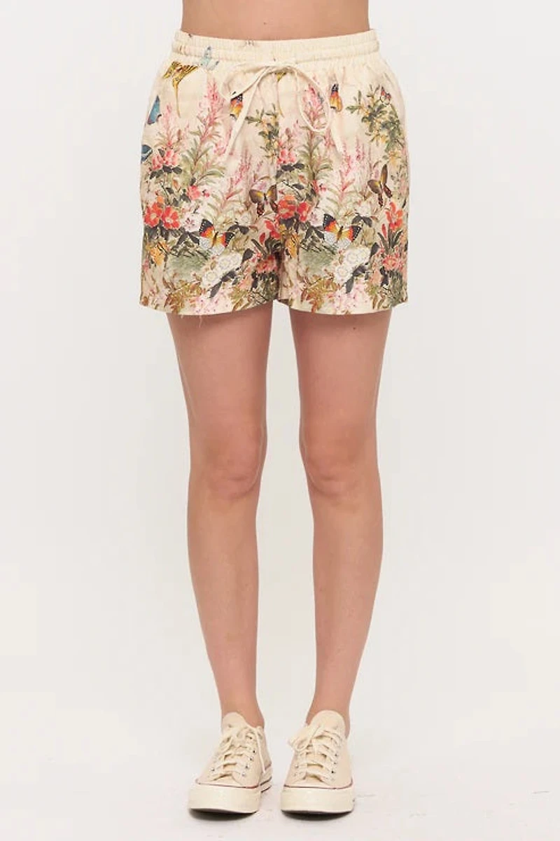 Butterfly Floral Print Shorts