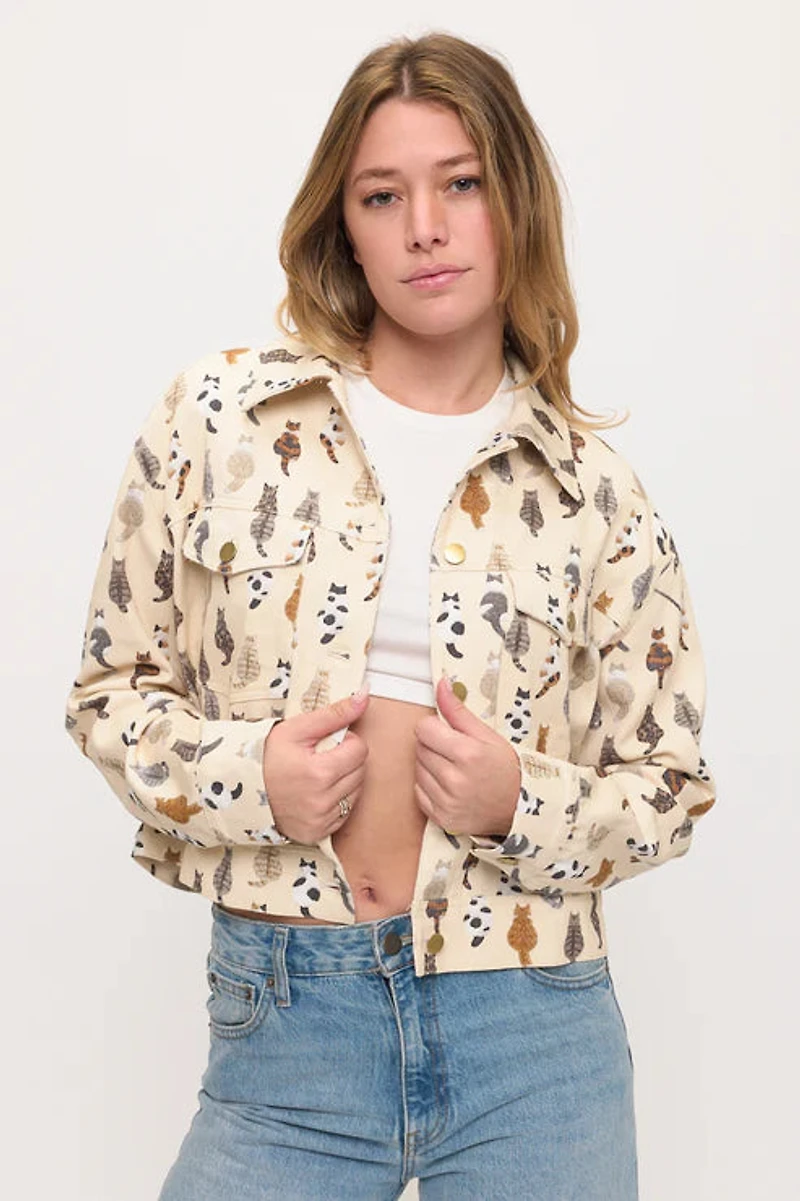 Whimsical Cat Tails Print Jacket