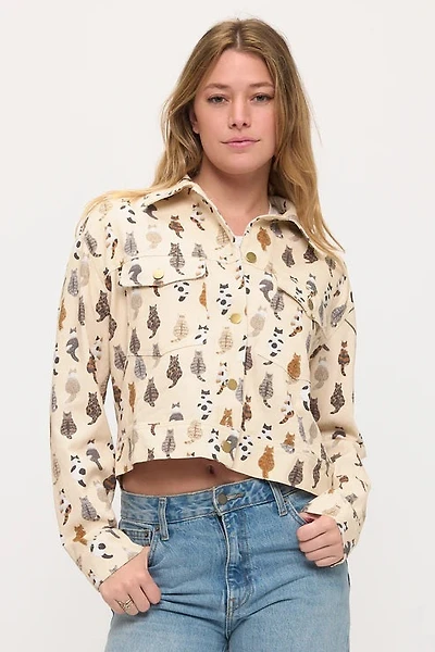 Whimsical Cat Tails Print Jacket