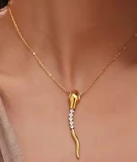 Snake- Tennis Necklace Serpent- Steel 14K Cz Necklace