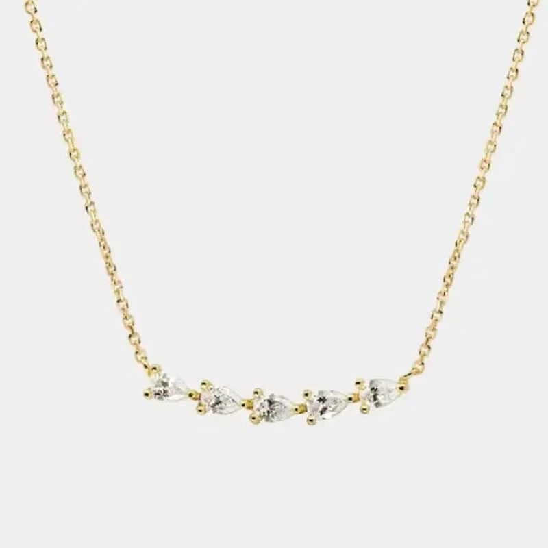 Solitaire Collection- Steel 14K Gold Necklace-Layering