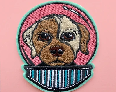 Parche de chenilla de perro espacial