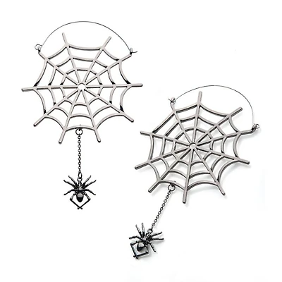 SPIDER DANGLING FROM WEB