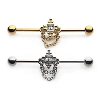 Square Gem With Chains Industrial Barbell