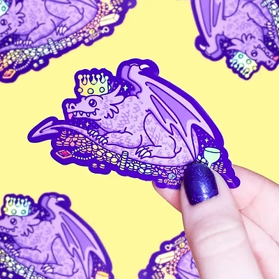 Dragon Treasure Hoard Holographic Vinyl Sticker