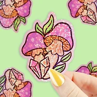 Magic Mushrooms Glitter Vinyl Sticker