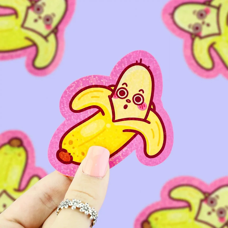 Shocked Banana | Glitter | Holo | Fruits | Food | Sticker