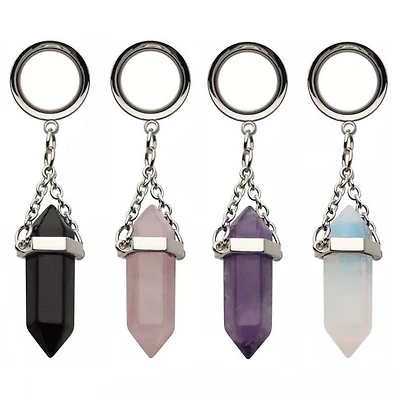 Crystal Dangle On Plain Tunnel 8g - 2g