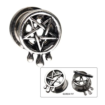 Antiqued Steel Pentagram with Teardrop