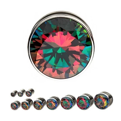 Red and Green Iridescent CZ Plugs 14g - 2g