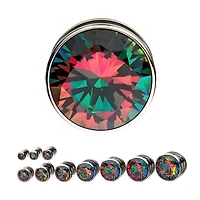 Red and Green Iridescent CZ Plugs 14g - 2g