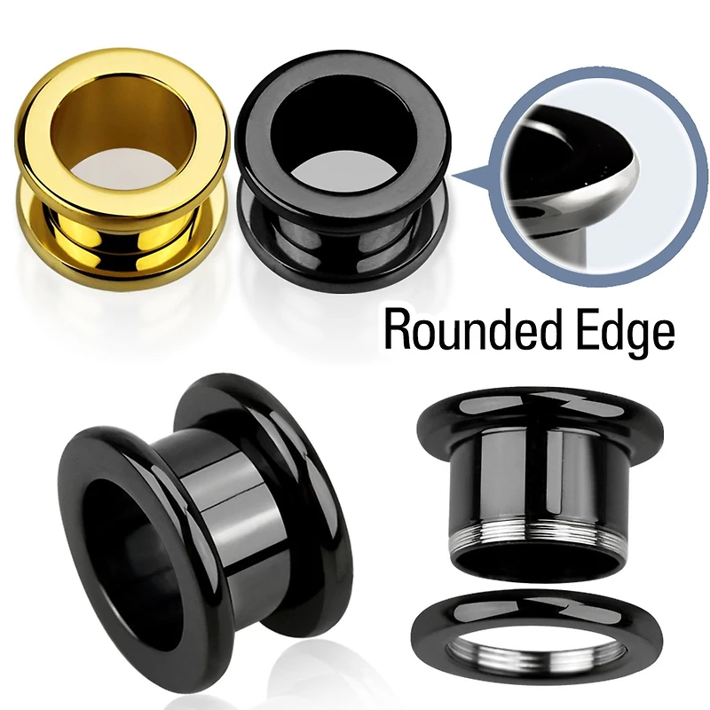 Rounded Edge Flat Front Machinehead 0g - 7/8"